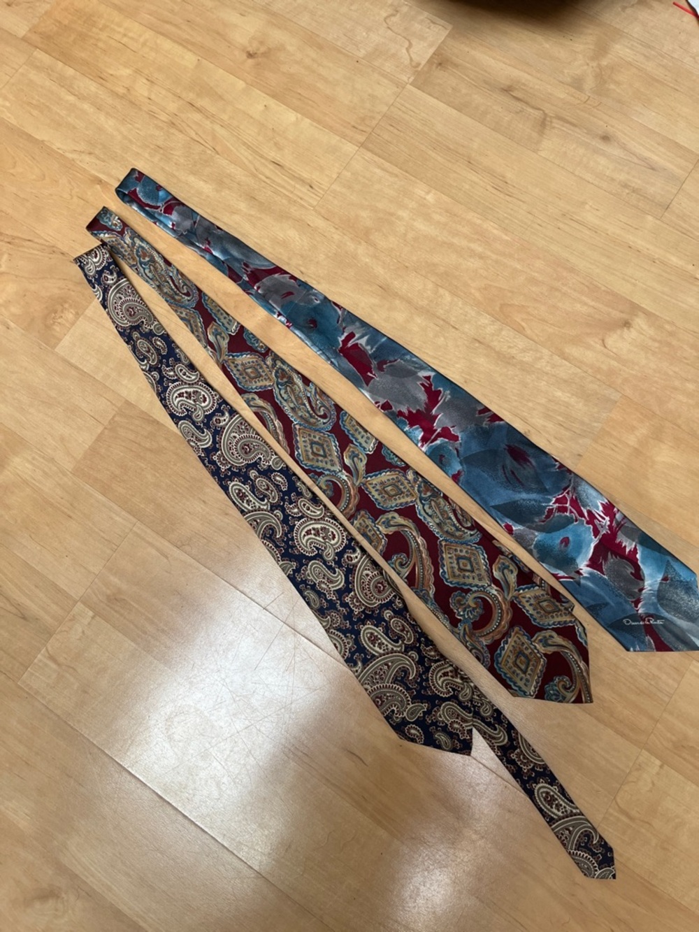 Set of 3 vintage 100% silk designer ties